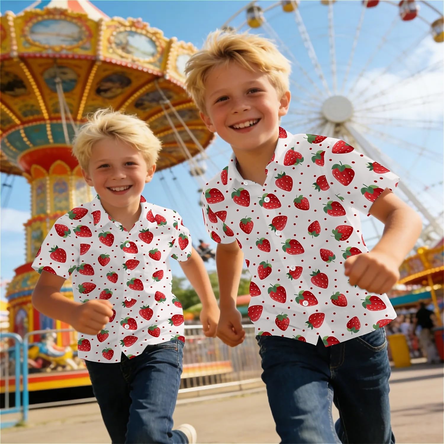 Neon Dinosaur Boys Hawaiian Shirts 3D Graphic Short Sleeve Button Down Dress Shirt Kids Beach Aloha Shirt for 3-14 Years