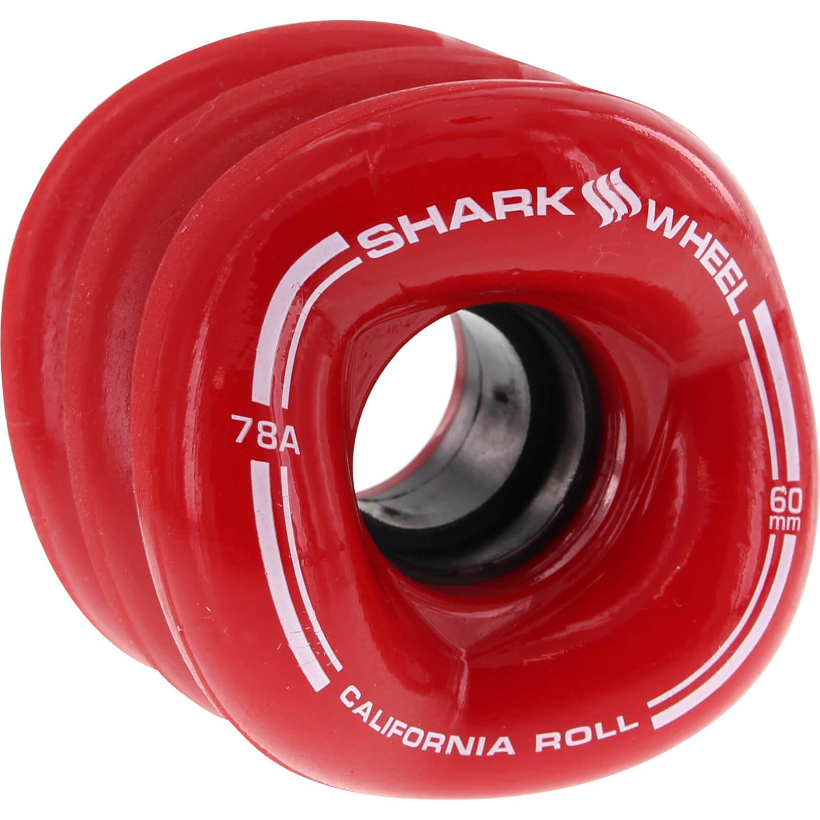 60mm Shark Wheels California Roll Red Skateboard Wheels - 78a with Viper Strike Skateboard Bearings 8mm Precision ABEC 7 Skateboard Bearings - Bundle of 2 Items