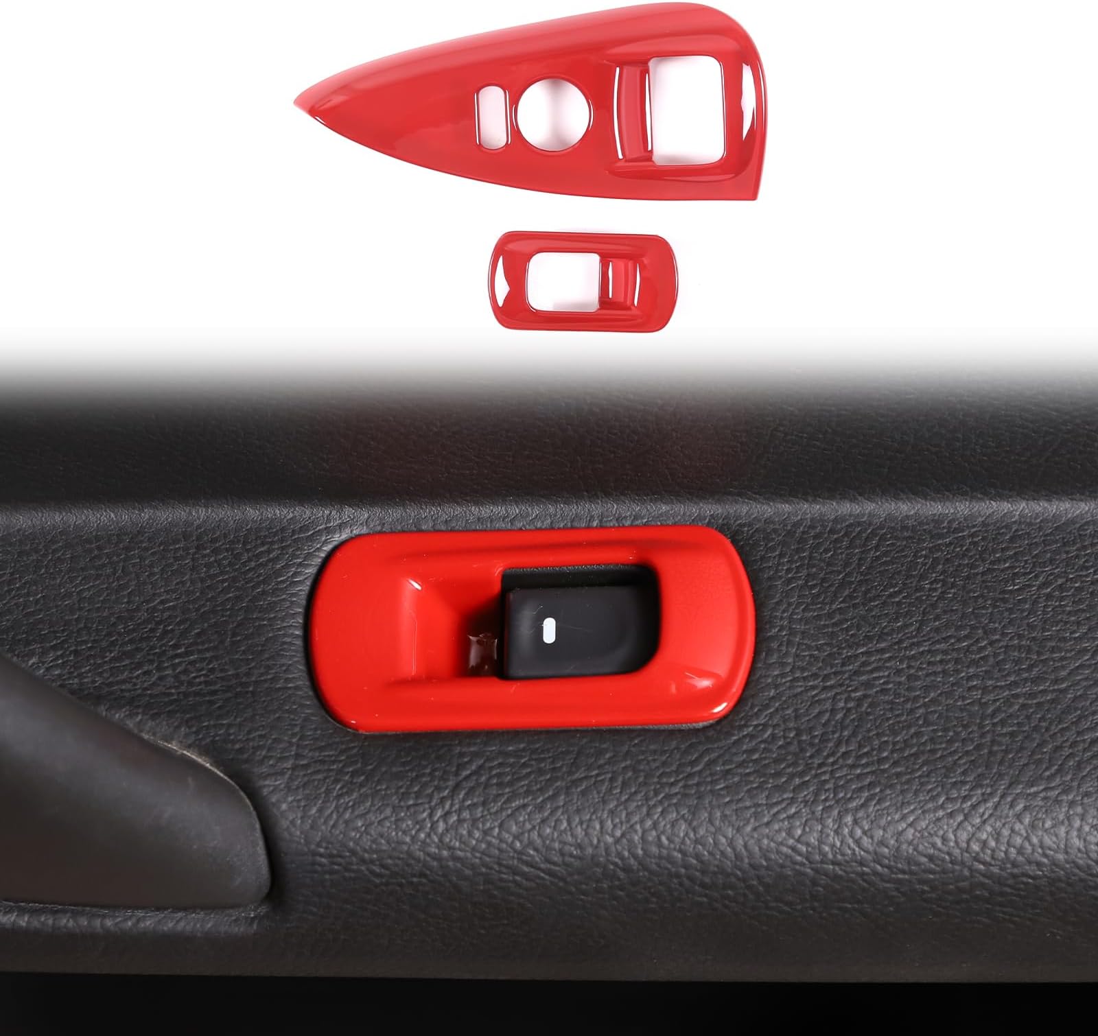 Window Lift Switch Cover Compatible with Chevy Corvette C6 2005-2013, Car Door Window Glass Lift Button Panel Trim Cover Accessories (Sports red)