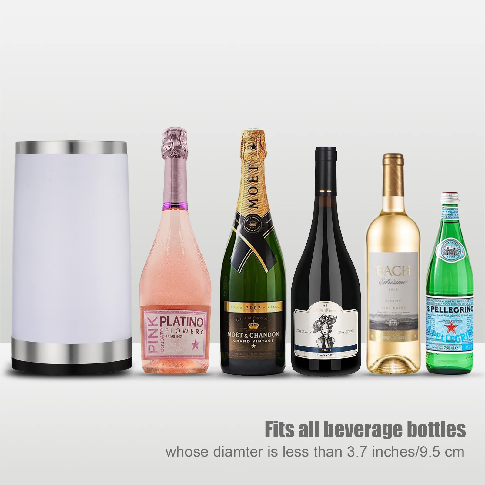Refrigeratore per bottiglie vino Elrigs con lampada touch RGB| Secchio raffredda per vino| Isolante a doppia parete con 2 piastre eutettiche per champagne da 750 ml| Regalo per amanti del vino