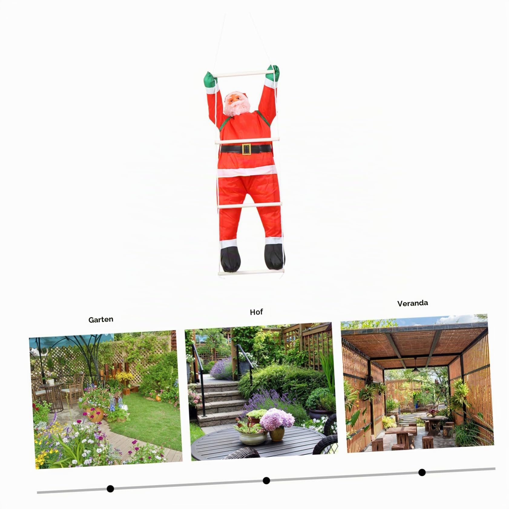 Weihnachtsmann Hängedeko mit Leiter Langlebig Sicher für Innen Außen Hotel Restaurant Weihnachtsdeko Party Festlich