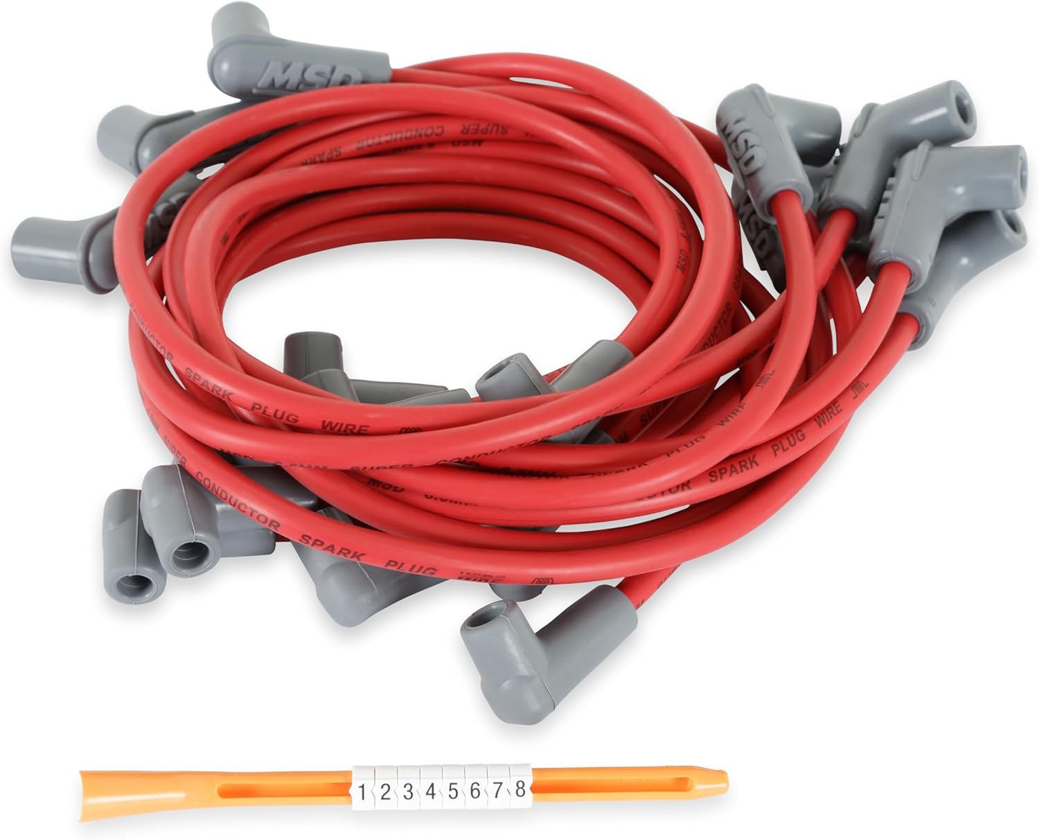 MSD 31419 Super Conductor Spark Plug Wire Set Red