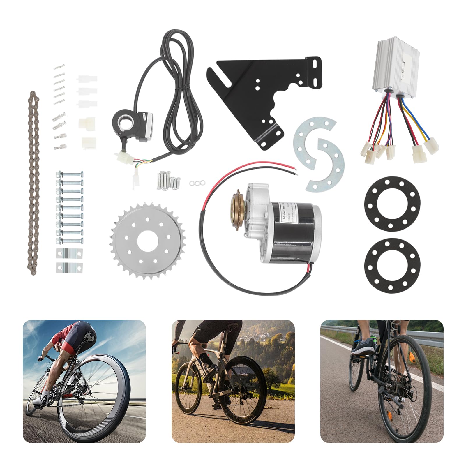Kit de conversion de moteur de vélo électrique 350 W 24 V 3300 tr/min - Moteur à brosse réglable en cuivre pur - Kit de conversion pour vélo électrique - Roue arrière/avant - Kit de conversion