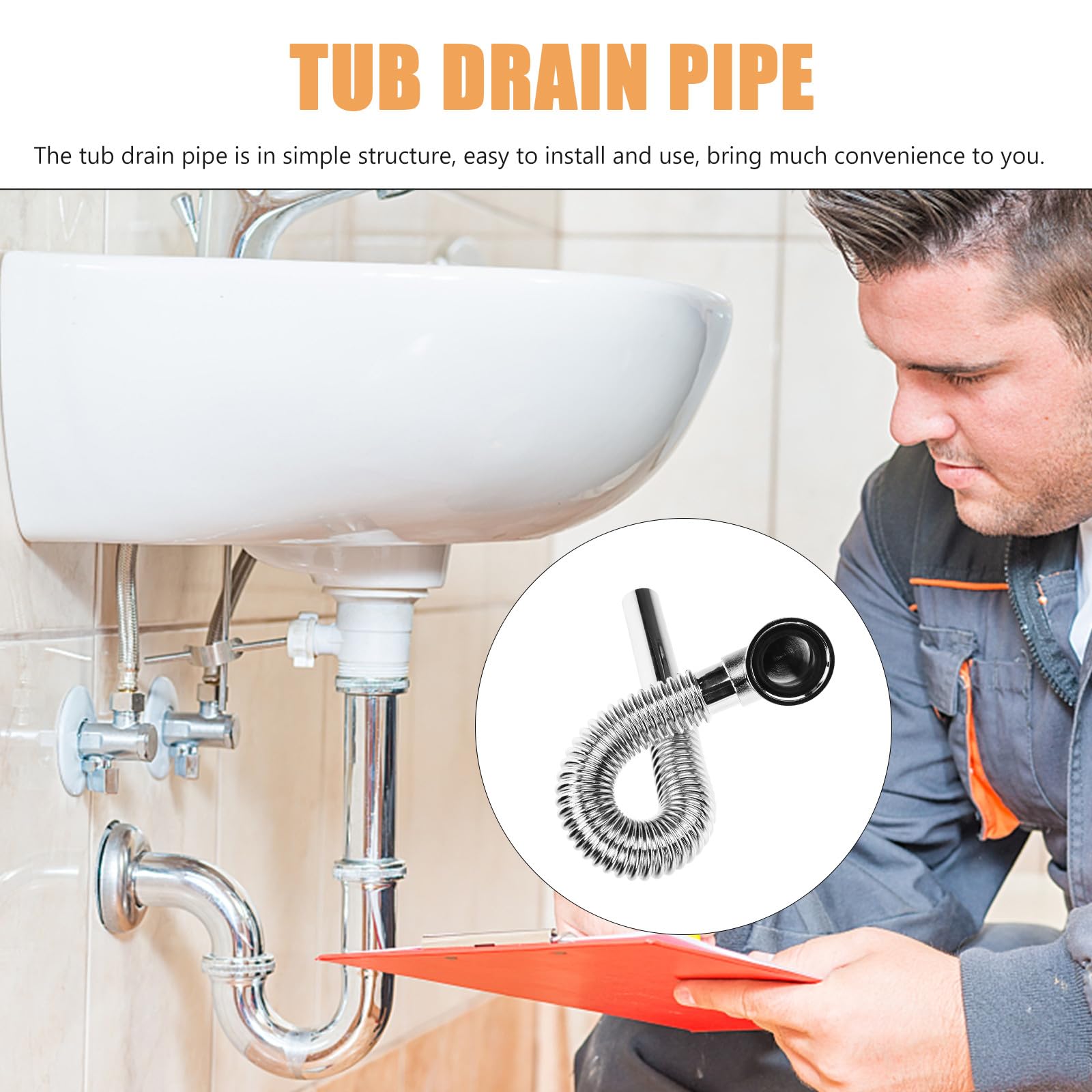 Manguera de extensión flexible de cobre para bañera – Tubo de drenaje de bañera de alta dureza, diseño desmontable para fontanería de baño, ideal para uso doméstico y hotelero