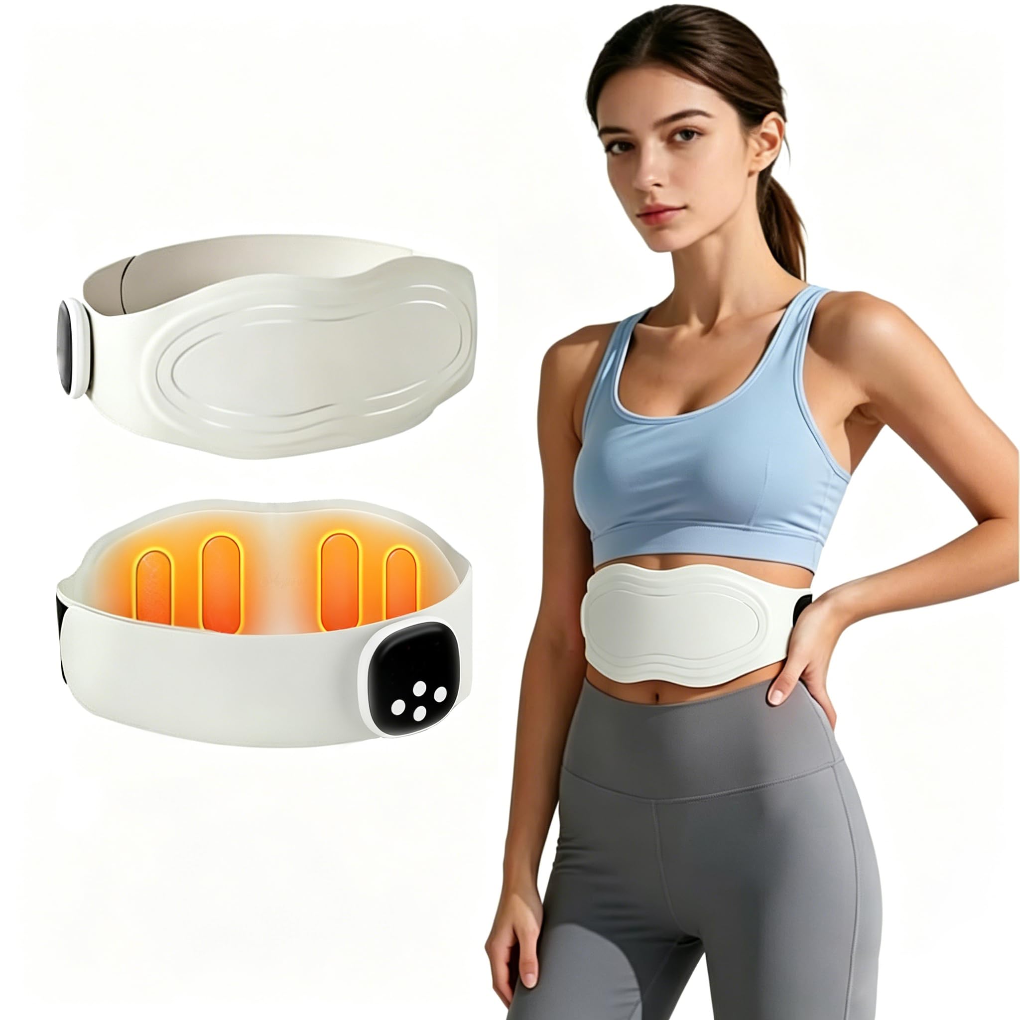 Ceinture chauffante EMS,Ceinture Abdominale Electrostimulation,electrostimulateur Musculaire,3 niveaux de chaleur,pour le Abdomen Dos Soulagement des Douleurs Menstruelle