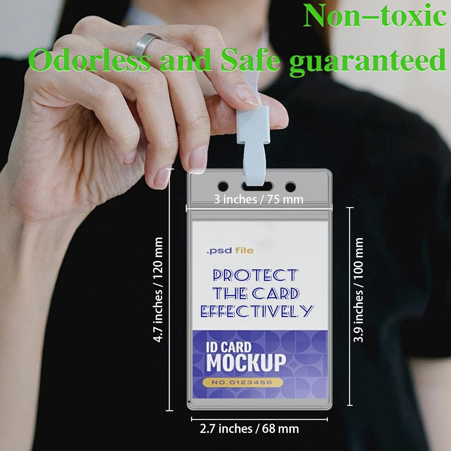 300 Pack Name ID Badge Holder,Plastic Badge Holder for Lanyard, Vertical Extra Thick 3.9" x 2.7" Waterproof Name tag Holder for School/Office/Hospital/Exhibition/Party/Badge Swipe Cards or Credit Card - Image 2