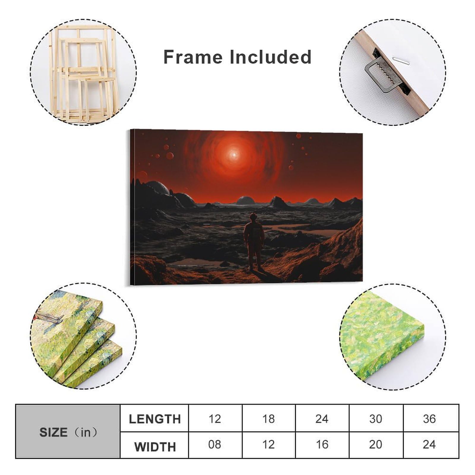 Inquietante spazio deserto tela Wall Art per camera da letto Red Sun Fantascienza Fantasy Wall Decor Poster per camera estetica