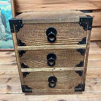 Amazon.co.jp: デッドストック駿河ンス三引き出し卓上収納木製小