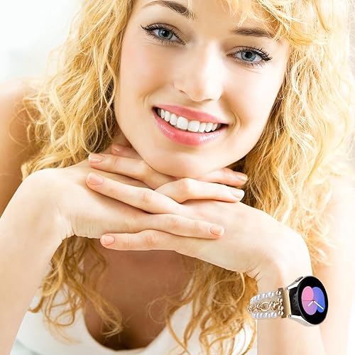 Miniatura 3 de REALSIGN Correa de reloj con cuentas de perlas de 0.787 in compatible con Samsung Galaxy Watch 6 5 4 401.732 in, Watch 4 Classic 421.811 in, Watch 3