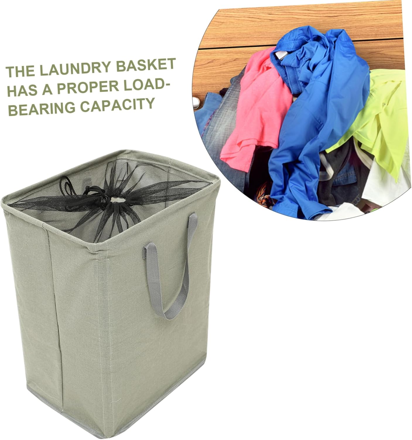 Cabilock Large Foldable Cotton Linen Laundry Basket with Handles Dustproof Dirty Clothes Organizer Hamper for Bedroom Bathroom Dorm and Storage Deep Gray Spacious Fabric Storage Bin
