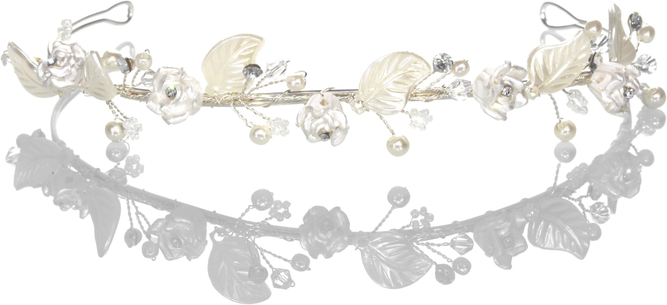 Shmily DH2004 Pure Handmade Wedding Pearl Rhinestone Tiara Headband Hair Accessories Bridal Jewellery Silver