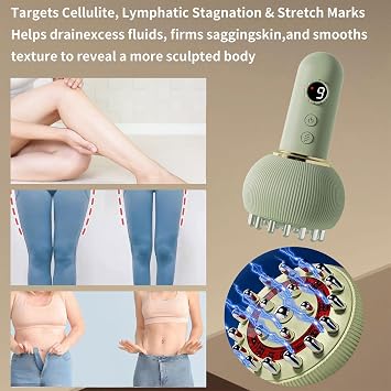 Lymphatic Drainage Massager, Deep Tissue Machine with Heat & Light Therapy, Electric Cupping Machine Scraping Device for The Whole Body Home Massage (White)