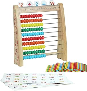 Abacus Toys for Kids, Math Toy with Number Cards 1-100 Counting Sticks,Ruler,Alphabets,Colorful Educational Learning Toys for Homeschool Supplies,Counting Skills, for 3+ Years Old