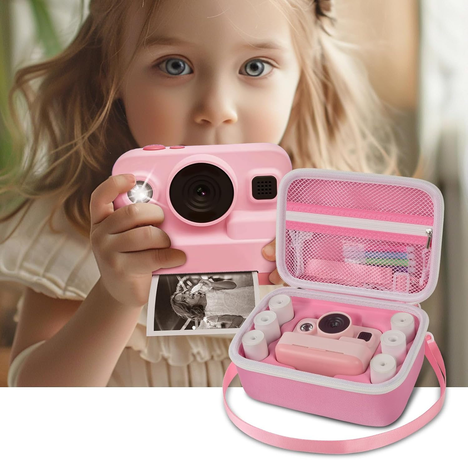 ALKOO Case Compatible with Dylanto Kids Camera Instant Print, 1080P Kids Instant Digital Video Cameras Holder, Portable Toy Storage for SD Card, Photo Paper, Lanyard and USB Type-C Cable (Box Only)