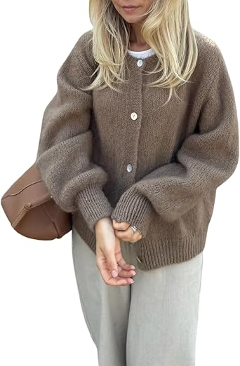 Y2k Knitted Cropped Cardigan Sweaters Women Long Sleeve Button Down Open Front Casual Cardigan Knitwear Top
