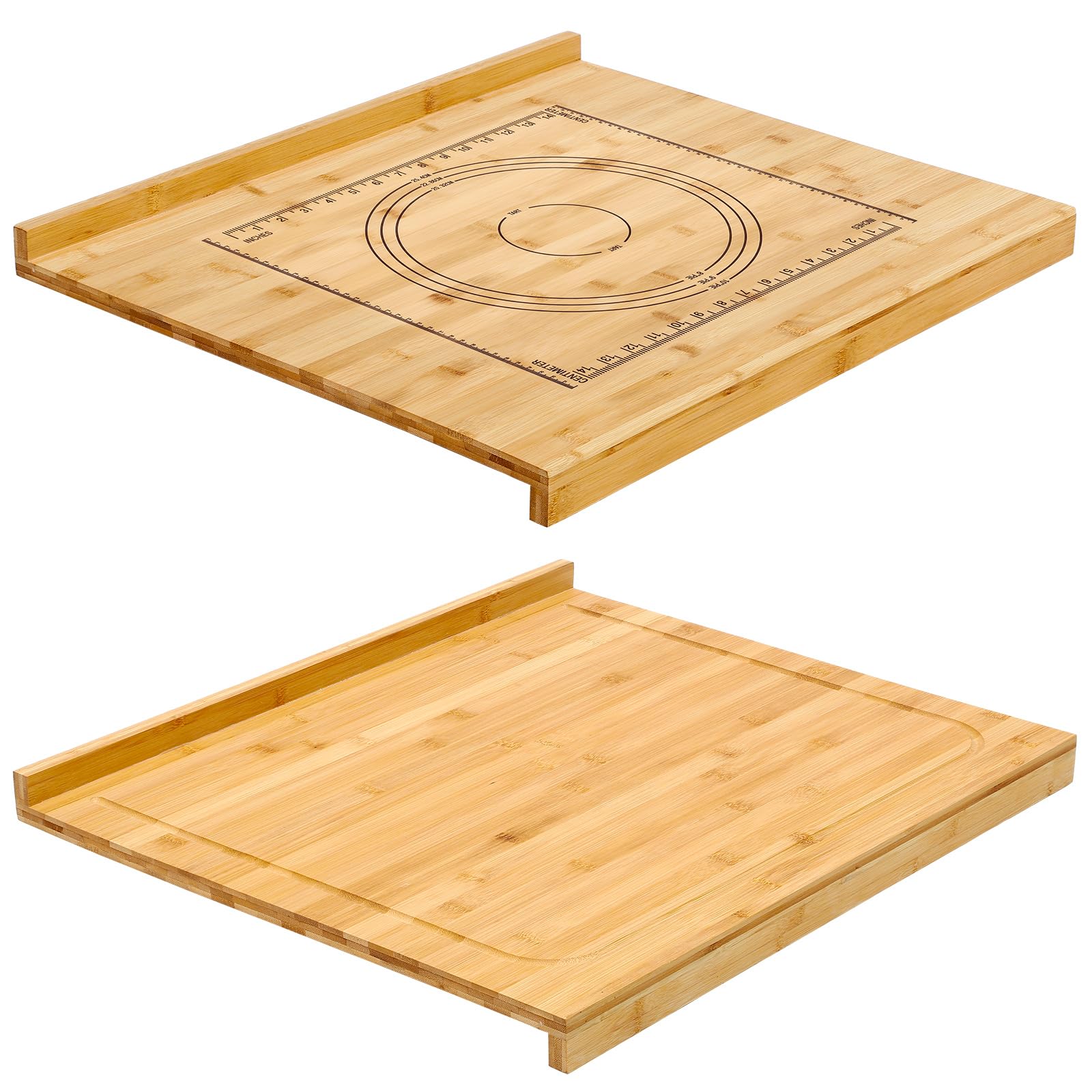 Tabla de repostería reversible de madera de acacia, tabla de cortar grande con medidas grabadas para cocina, tabla de cortar resistente, bloque de carnicero con borde y ranura de jugo para encimera