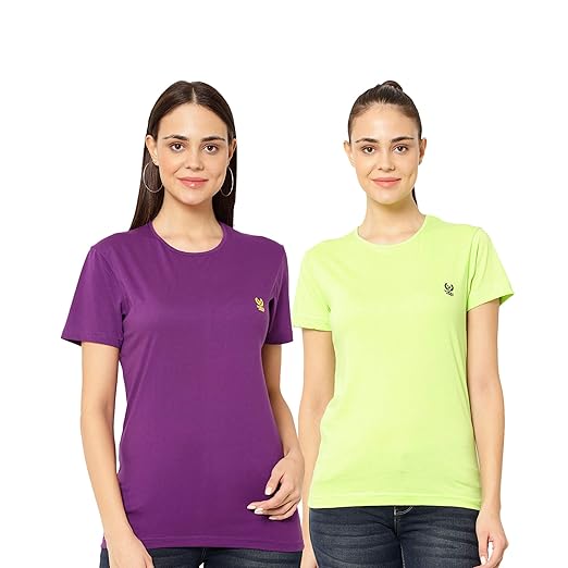Round Neck Regular Fit Half Sleeve Women T-Shirt (Pack of 2)-WT___PRT1BLK