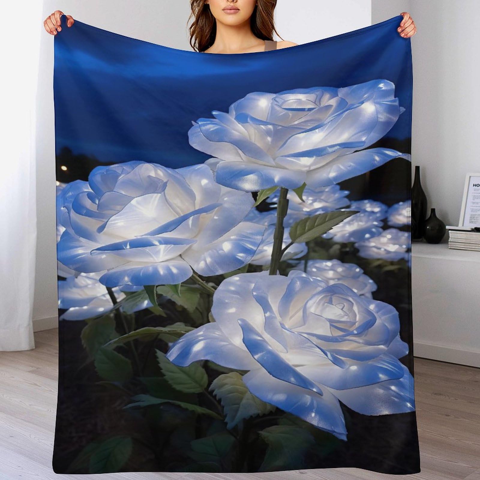 Manta de franela con flores manta cálida para sofá salón 150x200cm