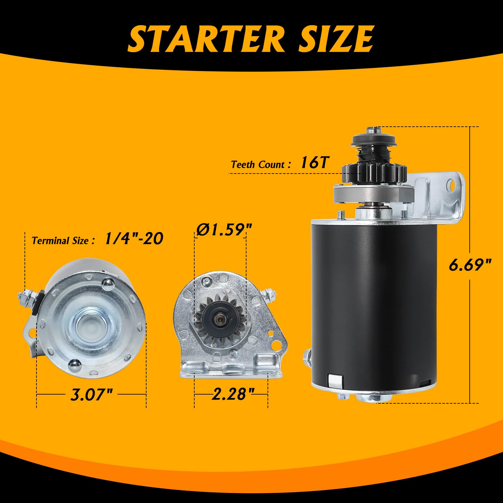 Steel Gear 5742N - Motor de arranque para Briggs and Stratton 7 HP-18 HP 1972-2002 16 dientes 497595 391423 390838 392749 394805 491766 497594 693054 SBS0000 1 41022003 41022003R 41022052 5742