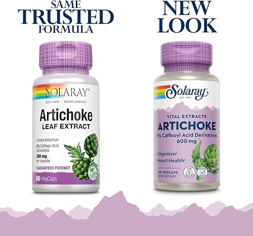 Miniatura 2 de SOLARAY Extracto de hoja de alcachofa de 600 mg  Potencia garantizada  Hígado saludable, vesícula biliar y función digestiva  Verificado en