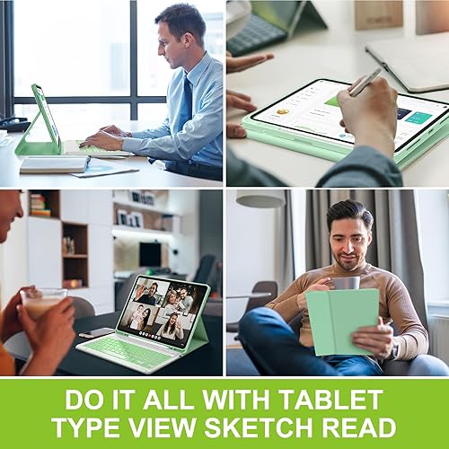 Vista 50 de Funda con teclado táctil para iPad Air 13 M2 2024, iPad Pro 12.9 con teclado de 6ª/5ª/4ª/3ª/3ª generación, trackpad, rotación de 360°, cubierta