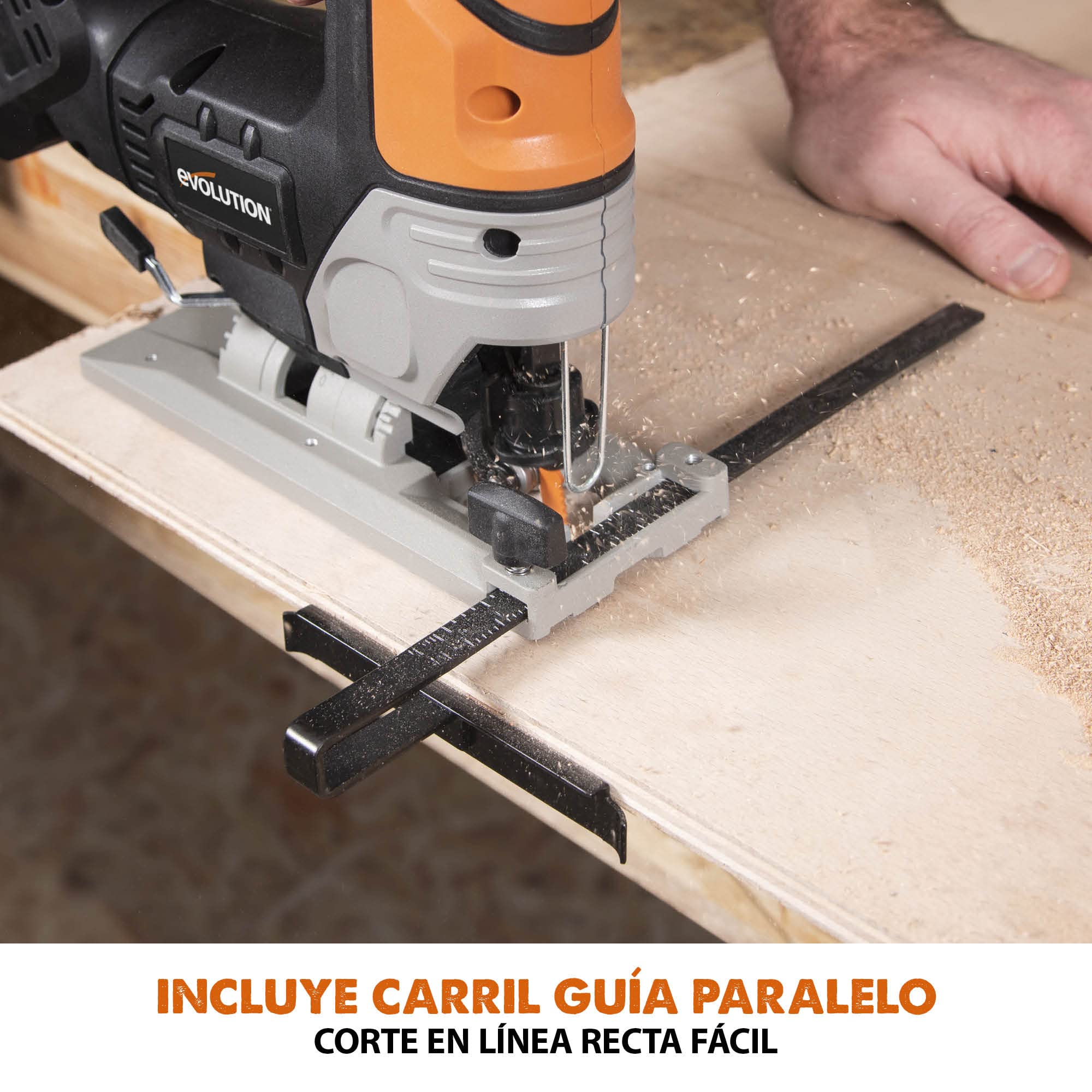 EVOLUTION POWER TOOLS Sierra de calar inalámbrica R90JGS - Li de - Incluye 5 hojas multiusos, Black/Orange