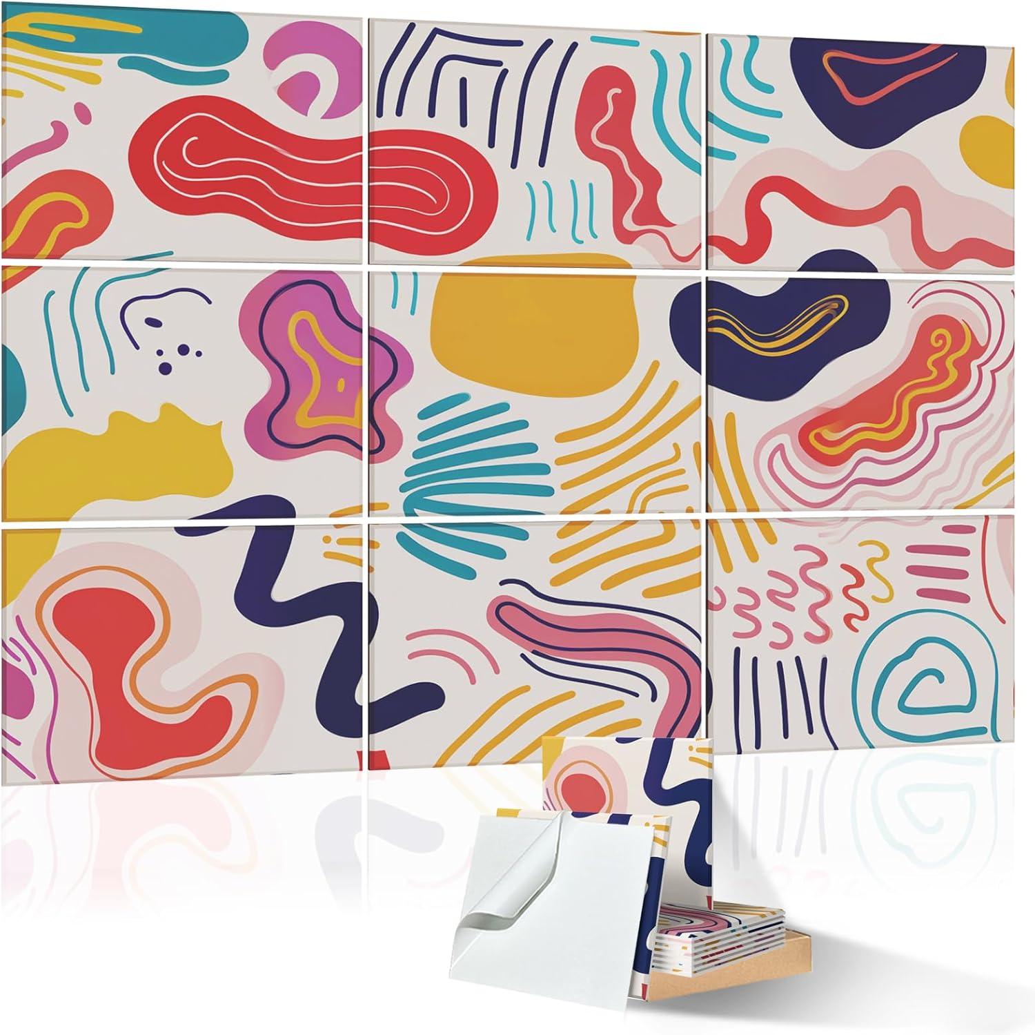 9 Pack Wall Art Acoustic Panels,48" X 36"Sound Absorbing Panels, Decorative Sound Dampening Panels, Acoustic Treatment for Studio Home and Office ?Cheerful? 48×36 inches Cheerful