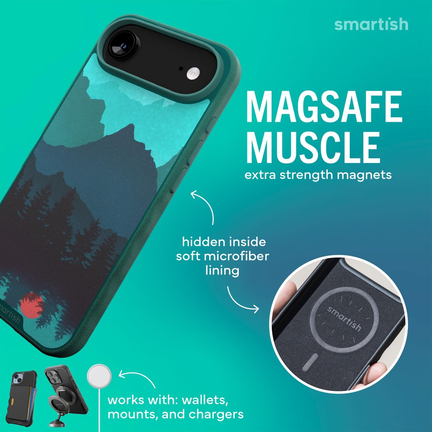 Smartish® iPhone Air MagSafe Case - Gripmunk Magnetic Slim Case [Lightweight + Protective] Thin Grip Cover with Microfiber Lining for Apple iPhone Air - Moving Mountains