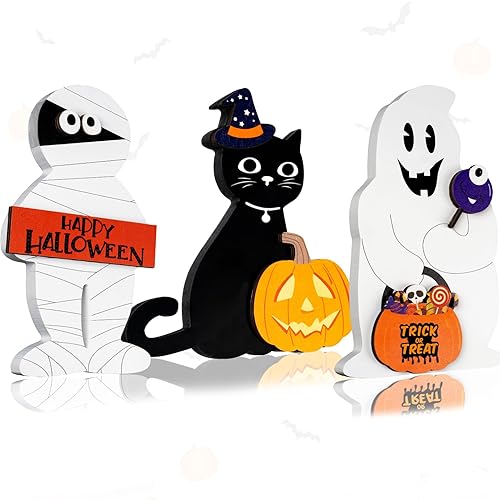 Halloween Decorations Indoor for Home - 3pcs 3D Wood Signs