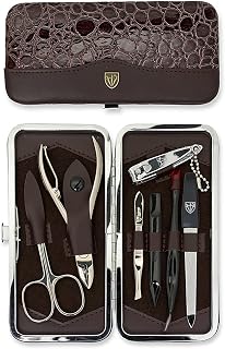 3 Swords Germany - brand quality 7 piece manicure pedicure grooming kit set for professional finger & toe nail care scissors clipper fashion leather case in gift box, Made in Solingen Germany (777904)