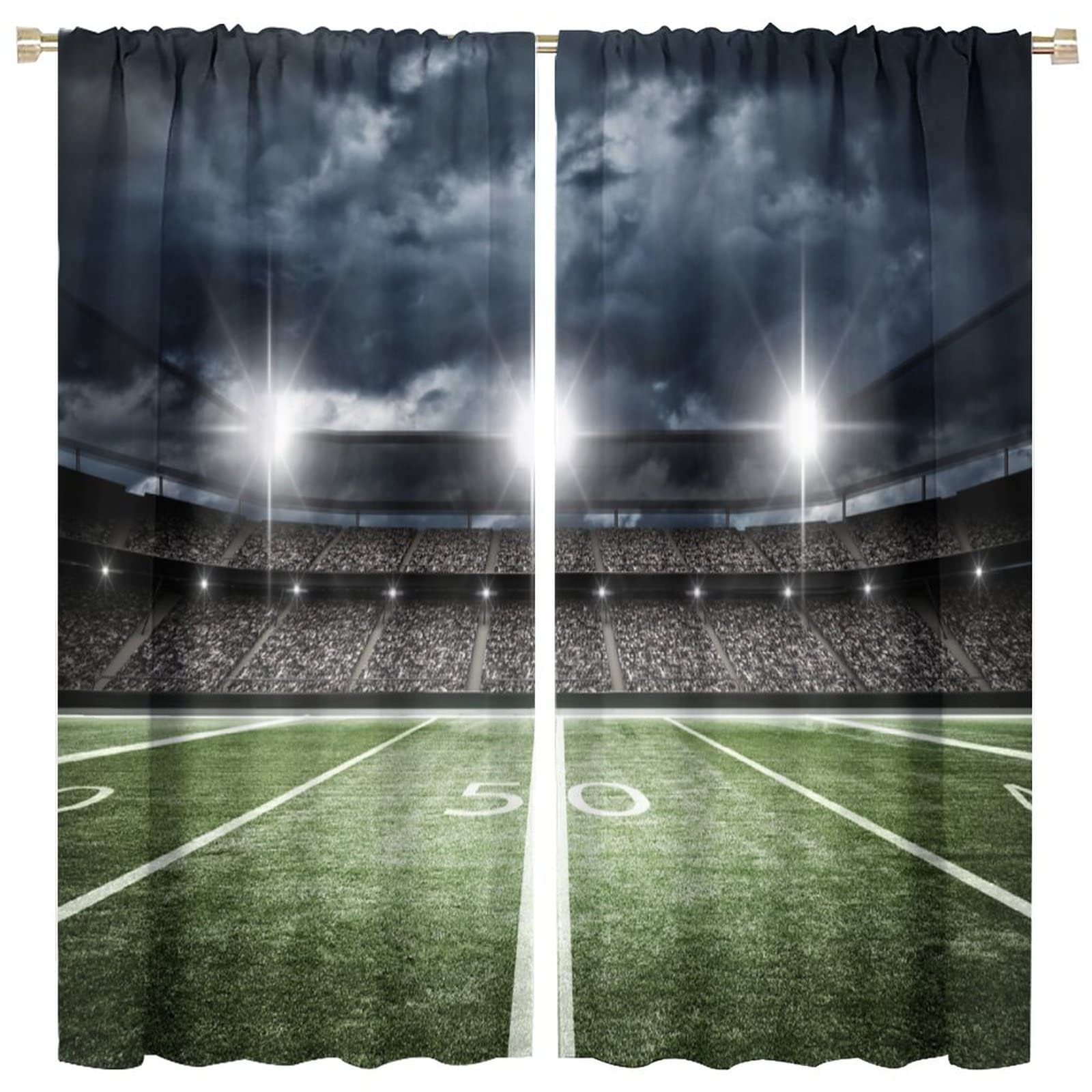 JESTRONRY Football Sport Curtains,American Football Stadium Arena Blackout Rod Pocket Window Drapes for Boys Kids Teens Men Bedroom Living Room Home Decor W63xL63in