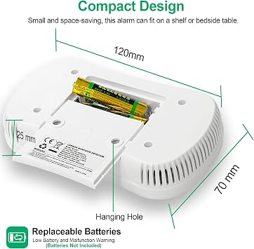 2 Pack Carbon Monoxide Detectors,Carbon Monoxide alarm,CO Alarm Detector with Digital Display,Carbon Monoxide Alarms for Home Safety(Batteries Not Included)