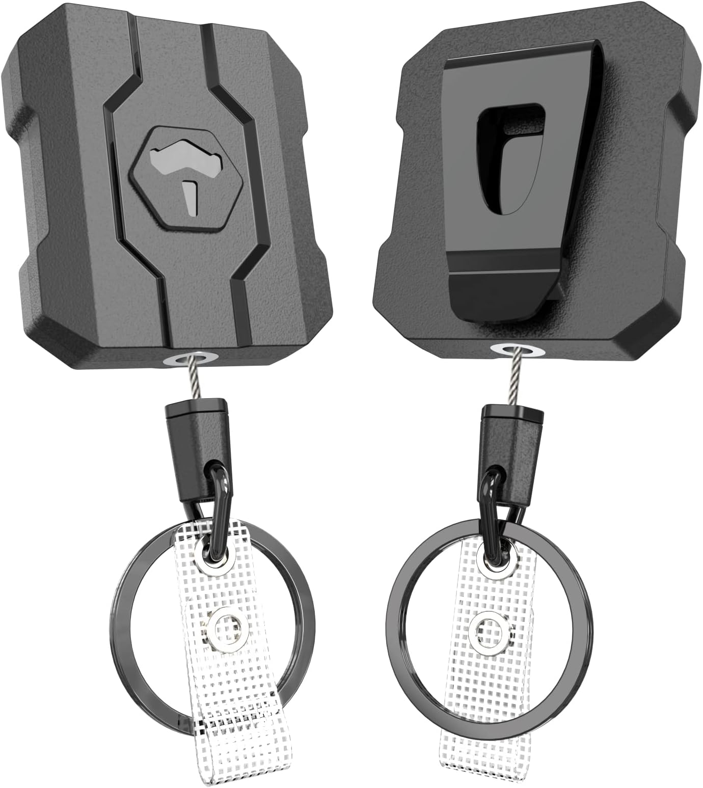 VYNCS 2 Pack Retractable Keychain Heavy Duty, Retractable ID Badge Clip Reel, Badge Holder with Belt Clip, 31.5” Steel Cord, 10 oz Rebound