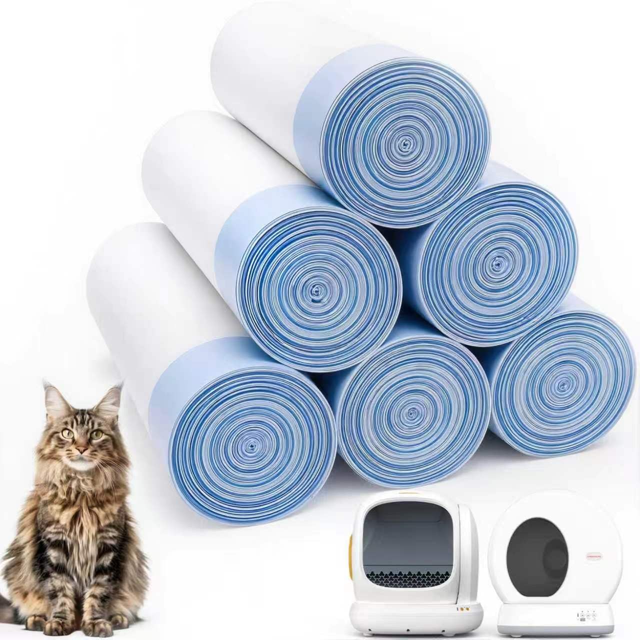 Photo 1 of 120 Count Self-Cleaning Cat Litter Box Liners Bag, Compatible with MeoWant-SCO1 and MeoWant-SCO2, Thick Heavy Duty Drawstring Replacement Cat Litter Box Liners-18"x 12.6"