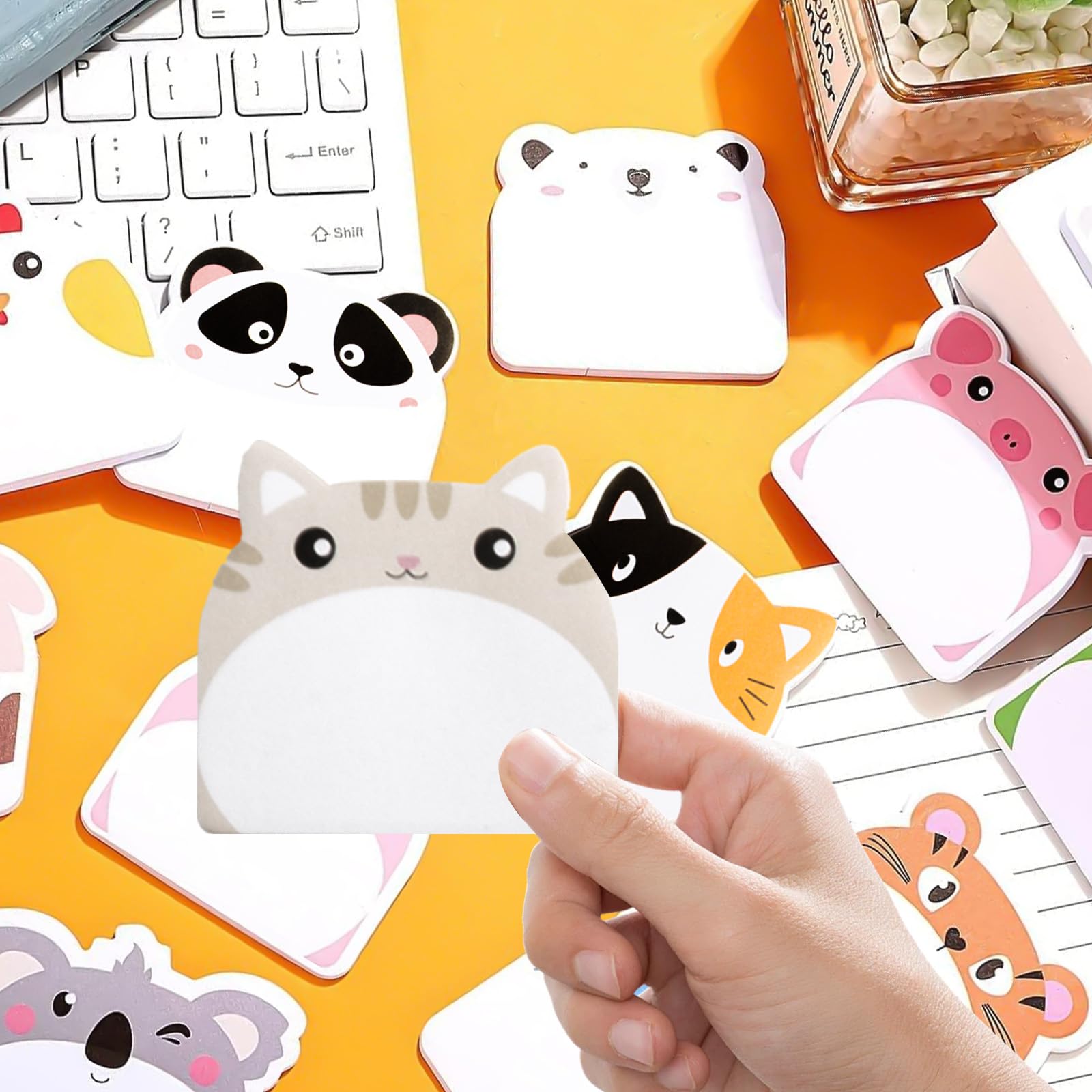 YeahBoom 24 stuks zelfklevende notities, 720 vellen dieren sticky notes, mini-zelfklevende notities, kleurrijke zelfklevende notities, voor kantoor, school, cadeaus voor studenten, kinderen, cadeautje