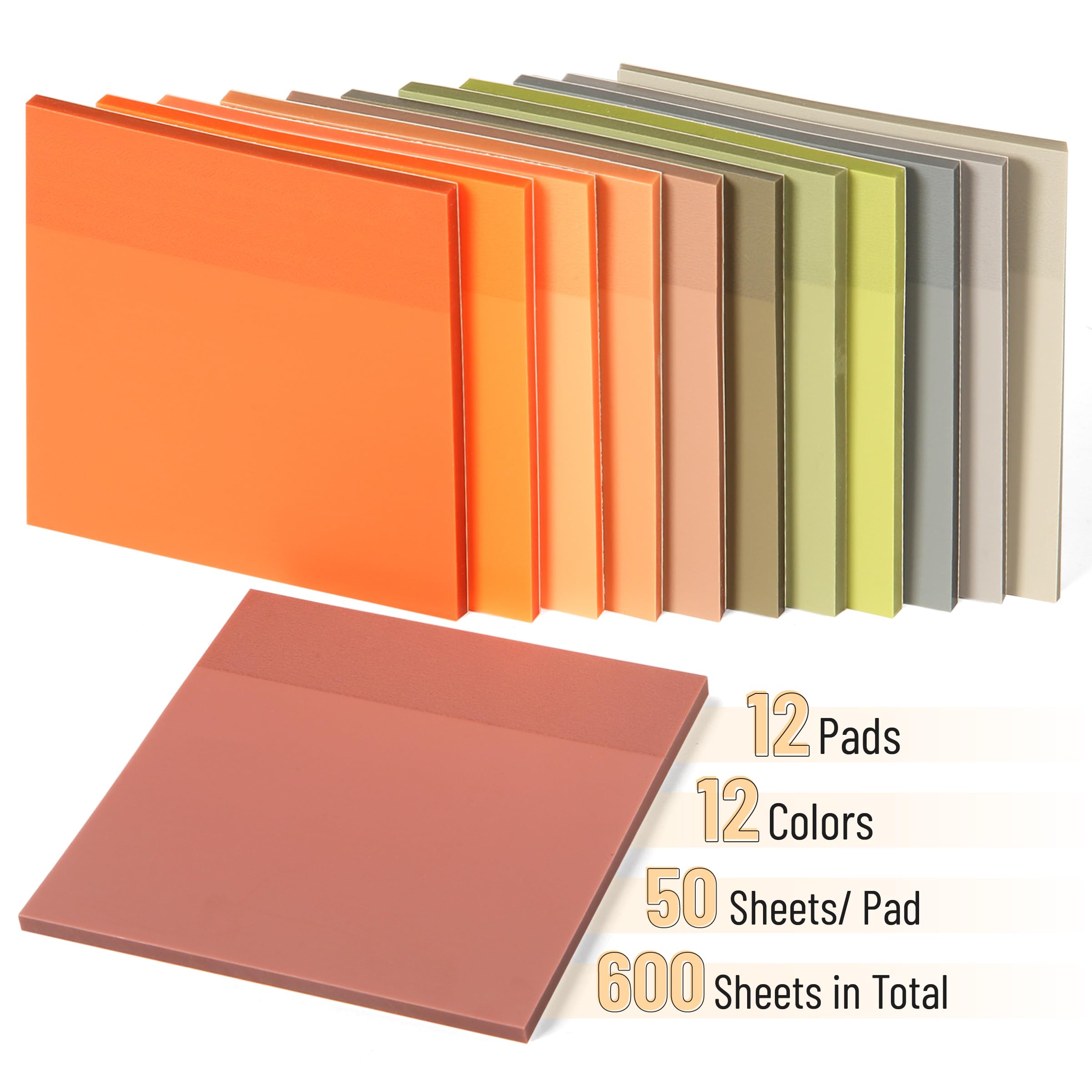 Mr. Pen- Transparent Sticky Notes Clear, 3x3, Earthy Colors, 12 Pads, 600 Sheets, Translucent Sticky Notes - Image 2