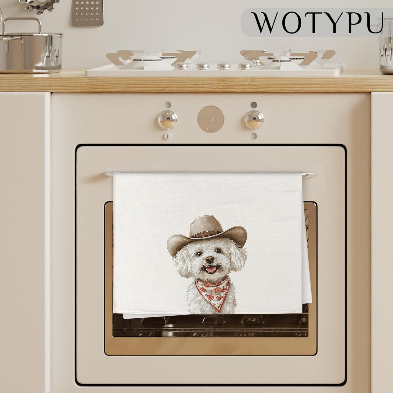Cowboy Bichon Frise Kitchen Towels, Bichon Frise Gifts for Women Men Dish Tea Towel for Kitchen Decor, Funny Western Dog Hand Towels for Bathroom Decor, Dog Lover Mom Gifts, 16X24 Inch - Image 3