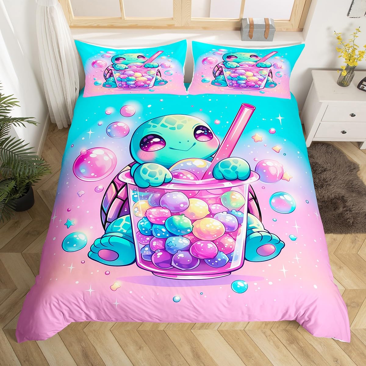 Housse de coutte tortue kawaii pour une décoration de chambre d'enfant originale
