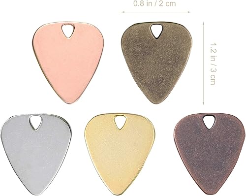 Miniatura 5 de 20 dijes para púa de guitarra con agujero, aleación de zinc, grabable, para ukelele, guitarra acústica eléctrica, bajo, collar musical mixto de color