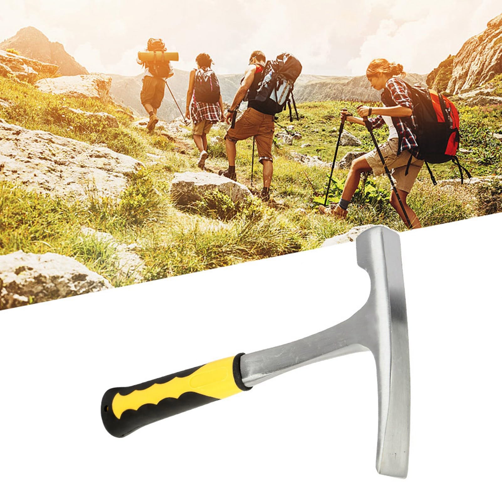 Geological Hammer, Marteau de géologue, marteau géologique à double tête en bec de canard, Marteau à briques avec manche en caoutchouc, pour l'exploration, l'exploitation minière et la géologie