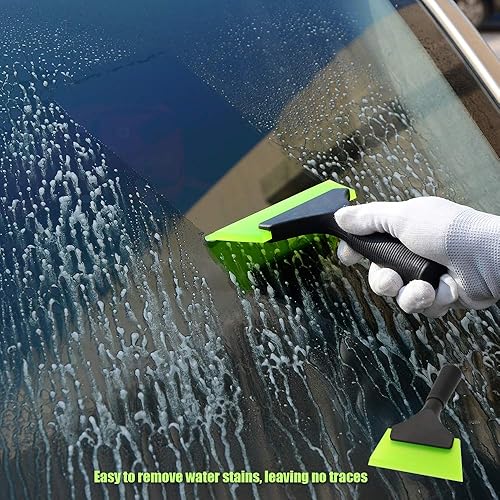 Miniatura 6 de FOSHIO Escobilla pequeña con cuchilla de goma verde de 5 pulgadas, mini limpiaparabrisas para limpiador de ventanas de vidrio con mango