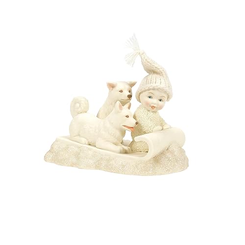 Snowbabies Snow Fun Tobbagon Sled Dogs Figurine, 3.35 Inch, Multicolor