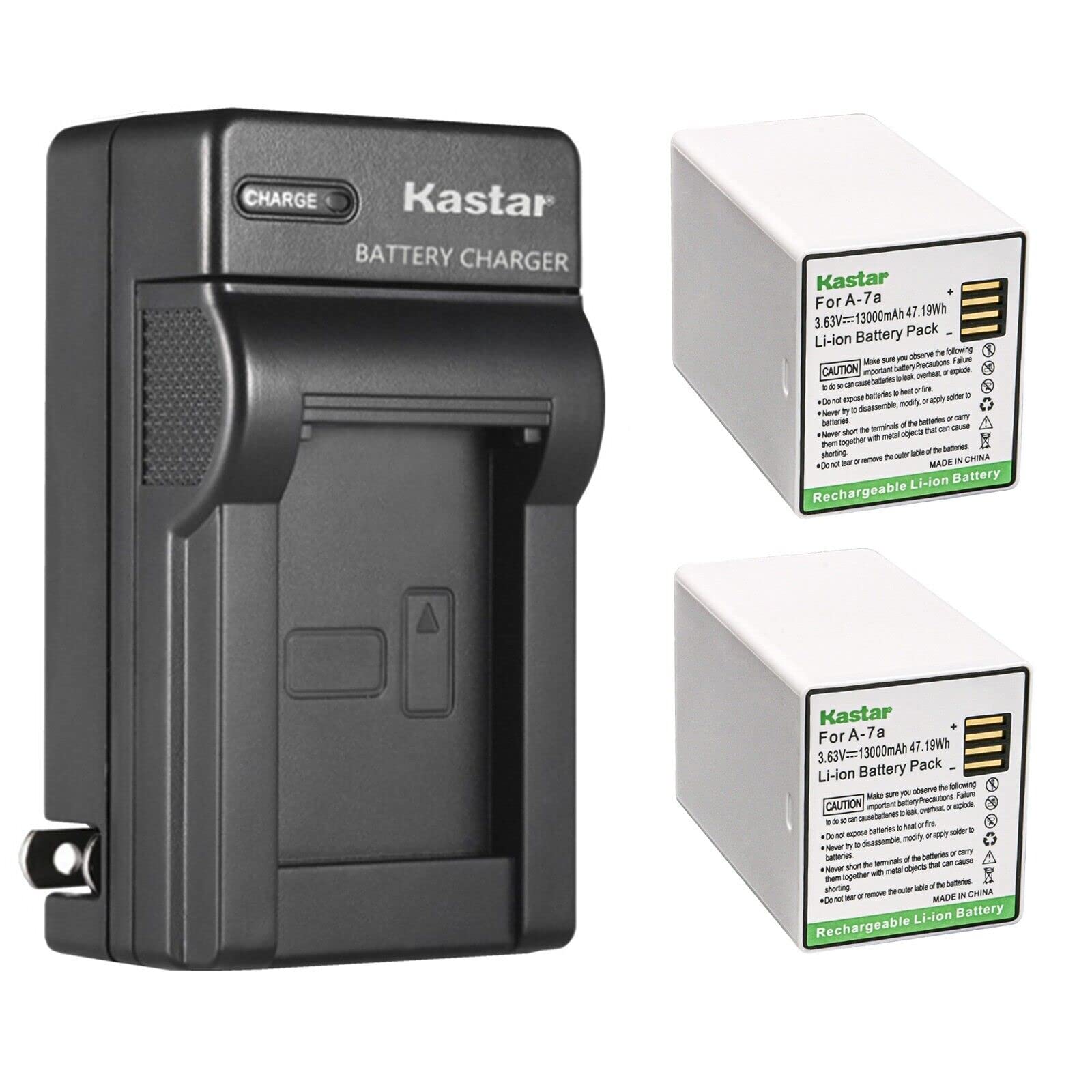 Kastar 2-Pack Battery and AC Wall Charger Replacement for Arlo A7 A-7a, A14 A-14a, 308-50019-02, 308-50034-01, 1INR19/66-4 Battery