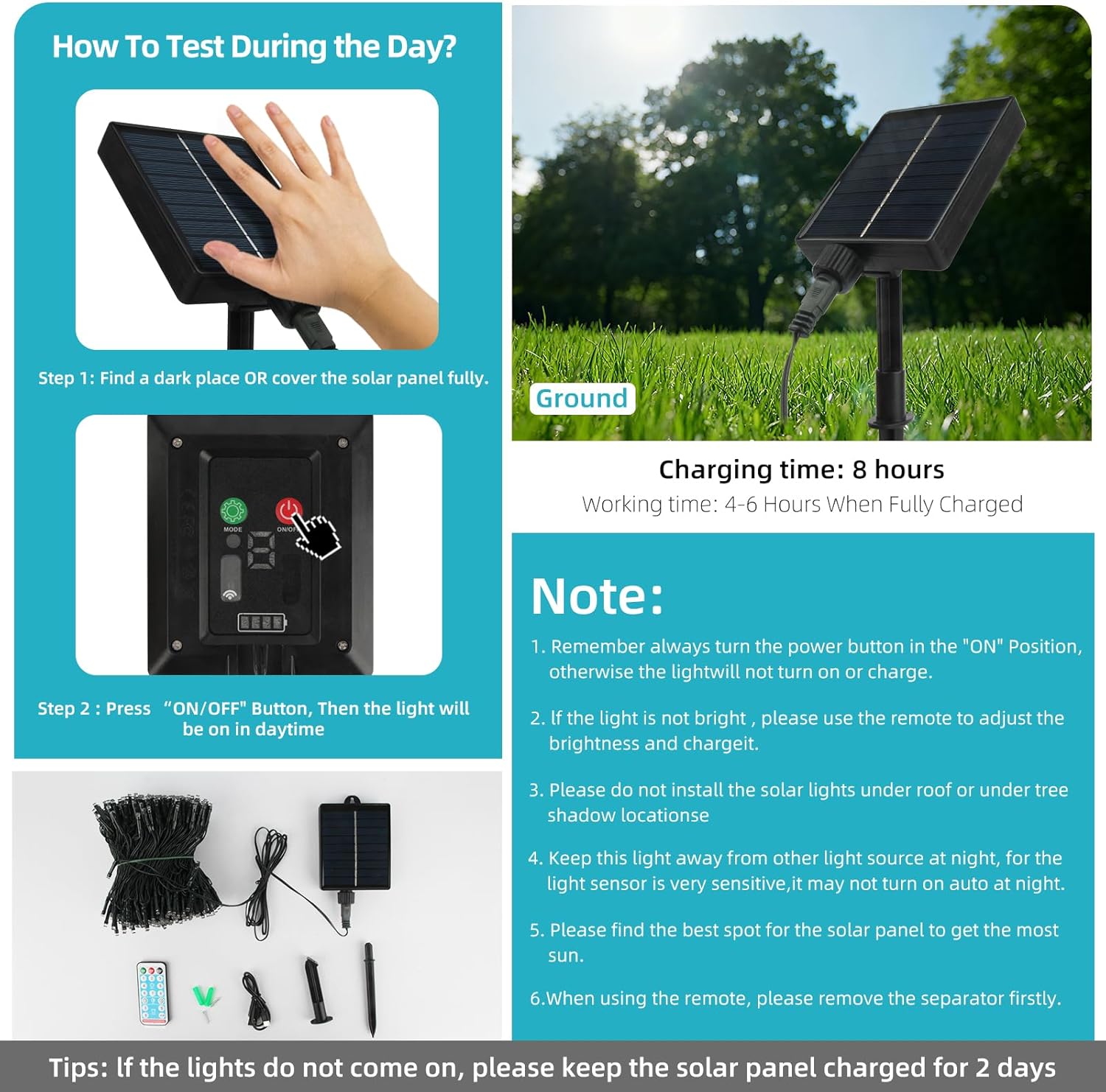 Tcamp 164Ft 500 LED Solar Christmas Lights Outdoor Waterproof with Remote Timer, 8 Modes Solar Powered Fairy String Lights for Christmas Tree Wedding Party Holiday Outdoor Indoor Decor (Multi-Color) - Image 6