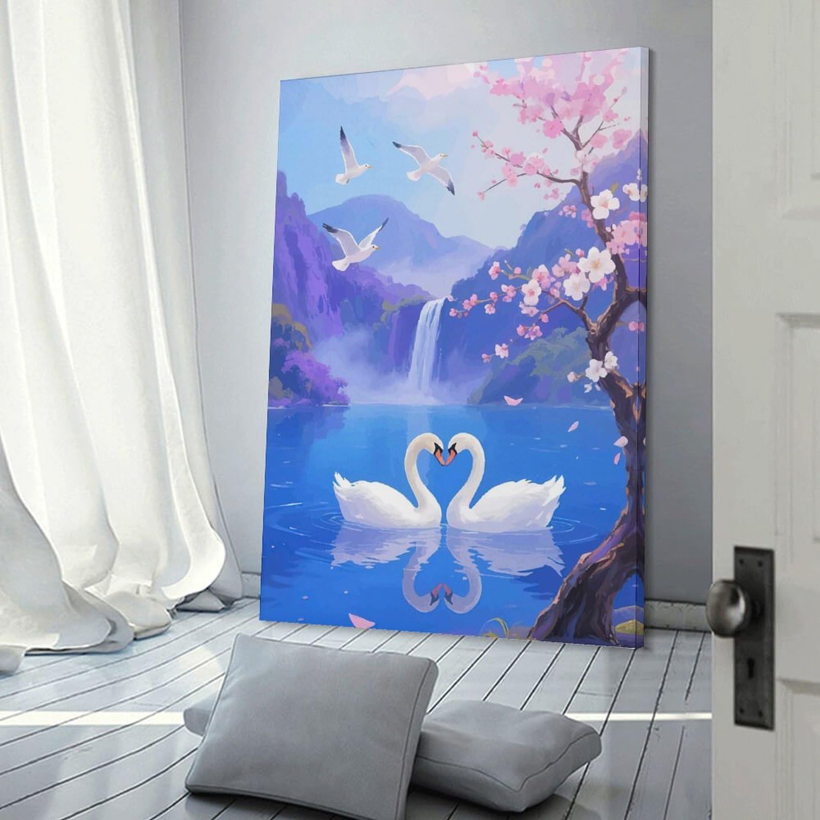 Room Decor Wall Art Swan Spring Landscape, 20x30inch(50x75cm), for Gallery Wall Decor And Room Displays, An Easy Match for Collected Prints