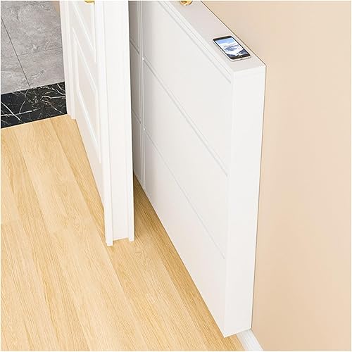 Armario de almacenamiento de zapatos para entrada delgado, armario estrecho para zapatos, almacenamiento oculto de zapatos con puertas, zapatero