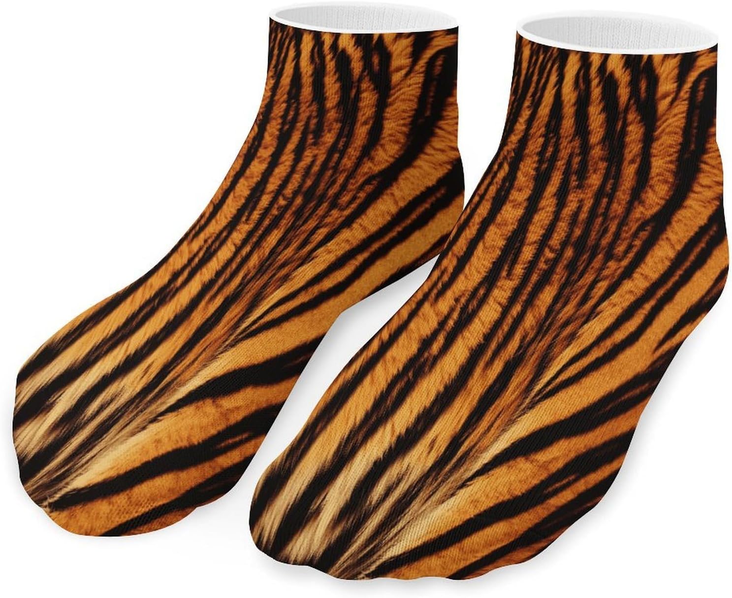 Tiger Striped Pattern Ankle Socks for Men Women 5 Pairs | Comfortable Casual Low Cut Socks, Lightweight No Show Breathable Athletic Socks, Soft Mini Crew Socks for All Seasons
