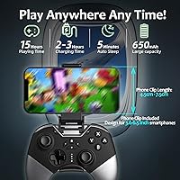 Vista 6 de Bluetooth Controller for Switch/PC/iPhone/Android/Apple Arcade MFi Games/TV/Steam, Hall Effect Joysticks Wireless Game Controller Gamepad with/Phone