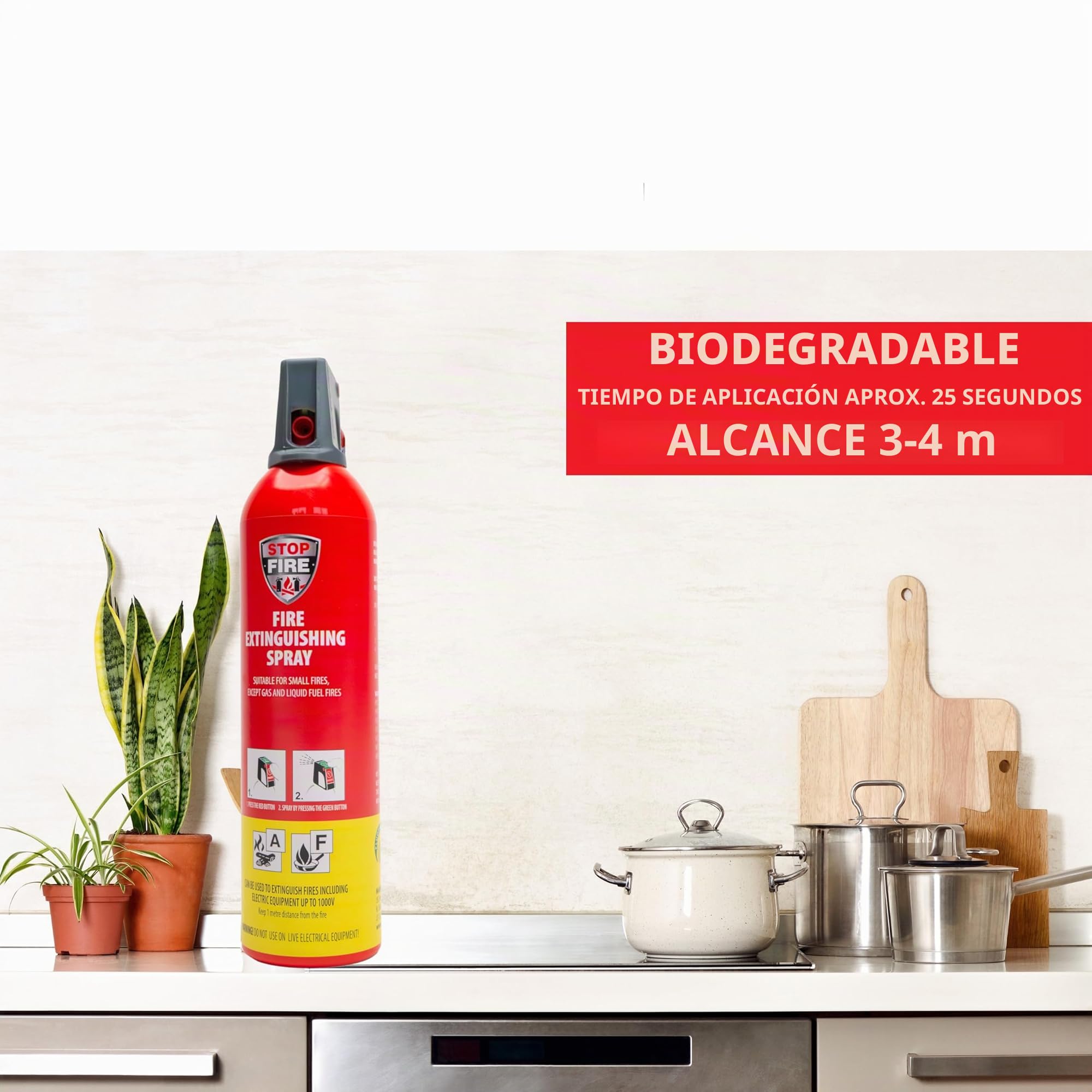 IWH - Spray extintor de incendios de 750 ml | Extintor de espuma compacto A+F ideal para camping, coche, casa y tiempo libre | pequeño spray extintor ideal también para viajes | Contenido: 3 x 750 ml
