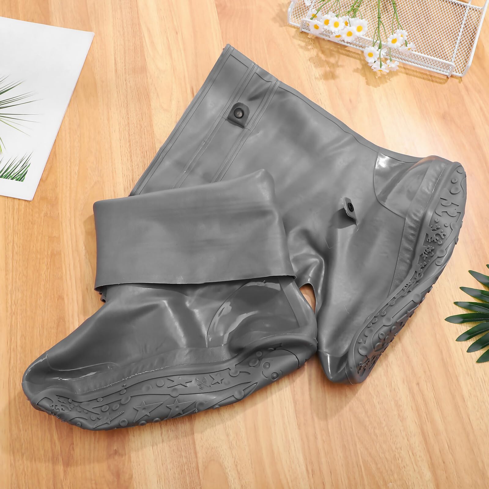 Toddmomy wasserdichte Schuhüberzieher PVC Überzieher rutschfest Schutz für Outdoor Regen Wandern Arbeit wasserdichte Wiederverwendbare Schuhschützer für Verschiedene Schuharten